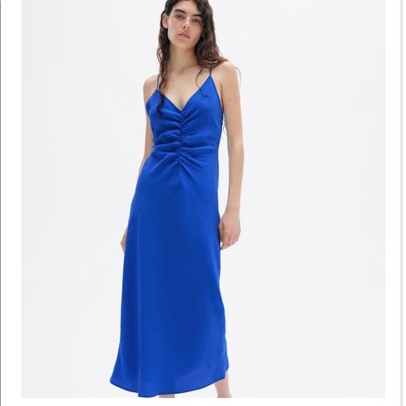 NWT Zara Ruched Slip Dress - Picture 1 of 5